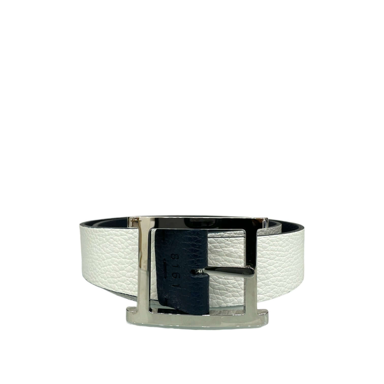 Cintura reversibile Micron Double A in pelle Martellata, fibbia palladio, made in Italy, elegante e versatile.