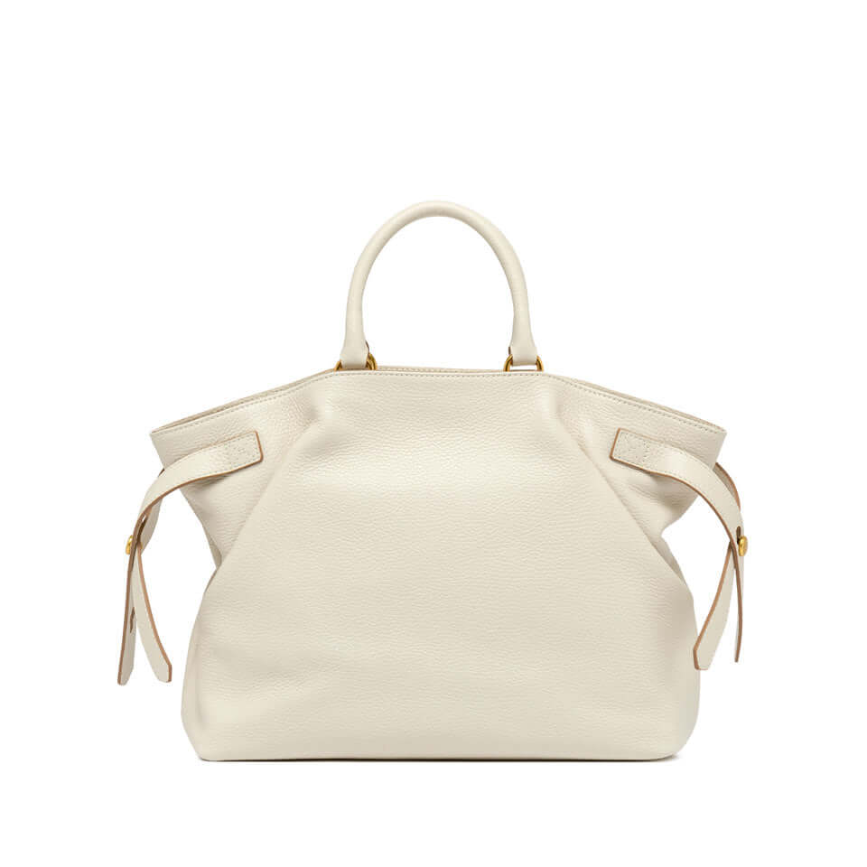 Borsa CLAUDETTE di Gianni Chiarini, in pelle martellata con lacci laterali e dettagli in metallo, dimensioni 33x24x14 cm.