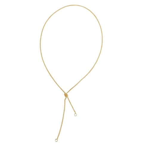Collana Nodo in ottone placcato oro 18 carati, design elegante, lunghezza di 70 cm, accessorio di moda raffinato.