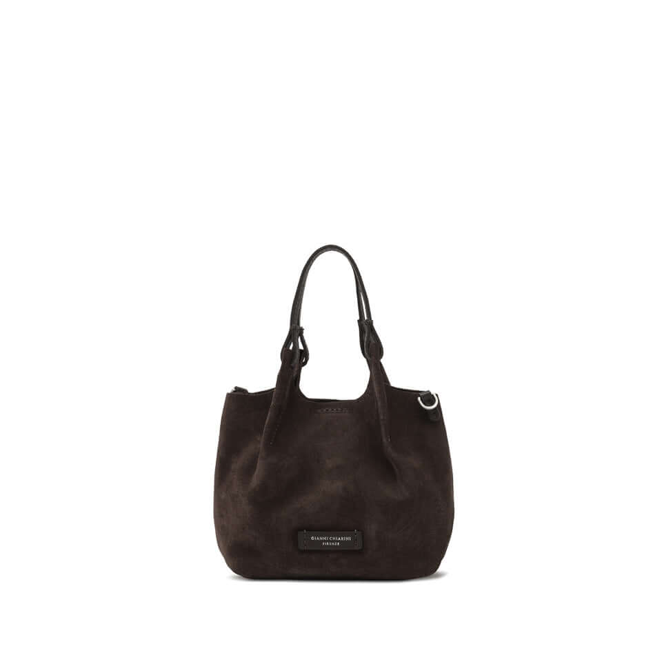 DUA minibag in dark suede by Gianni Chiarini, perfect for practical use, 19x20x8 cm dimensions.