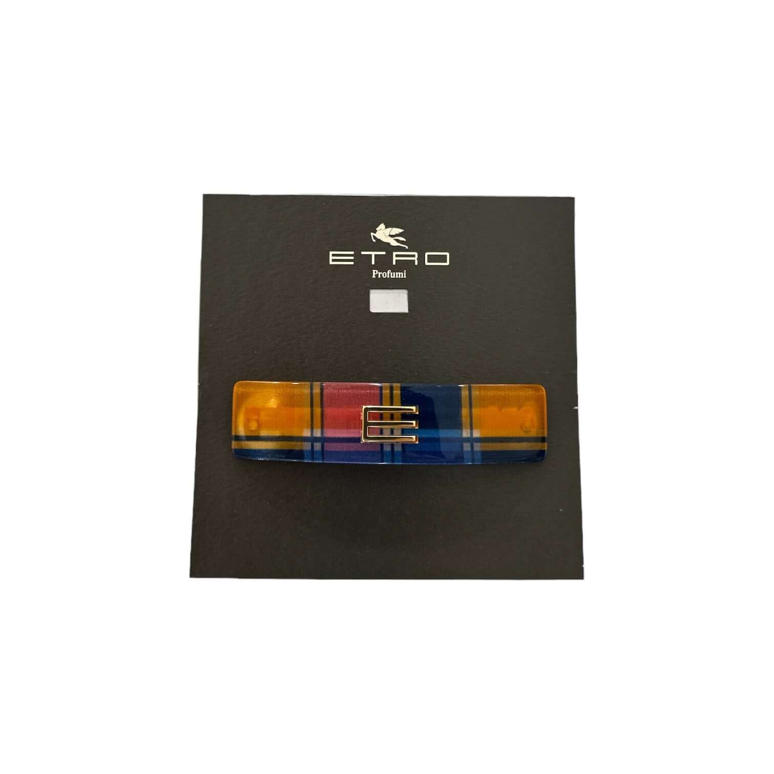 Fermaglio rettangolo elegante in seta e acetato con design colorato per acconciature raffinate.