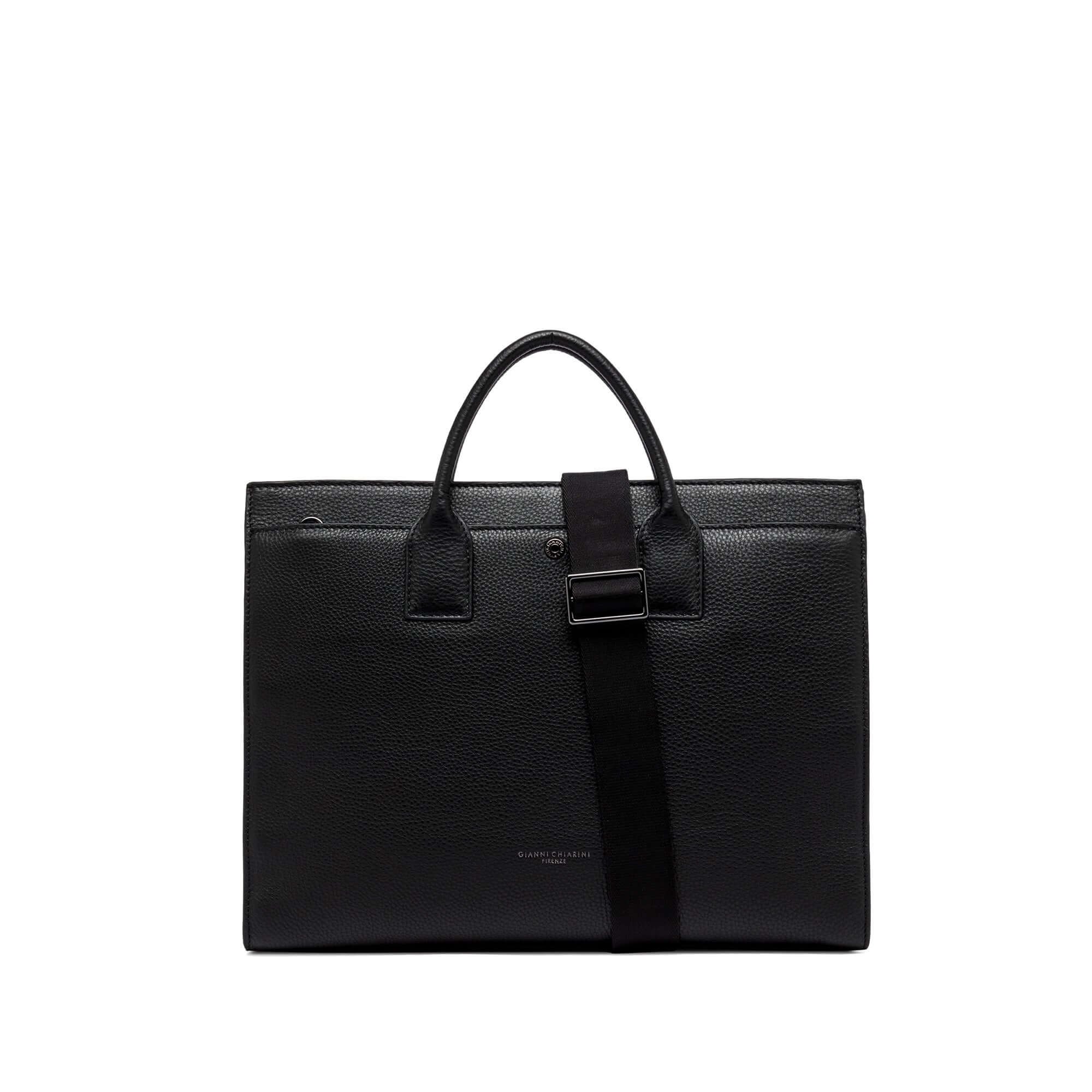 Florence leather briefcase with adjustable strap and zip closure, stylish and practical for modern men.