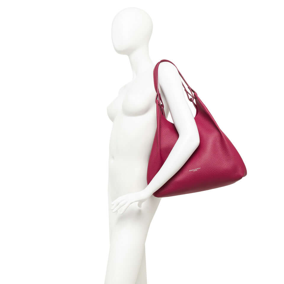 DUA borsa Gianni Chiarini in pelle bubble double, manici doppi, colore fucsia, dimensions 34x38x16 cm.
