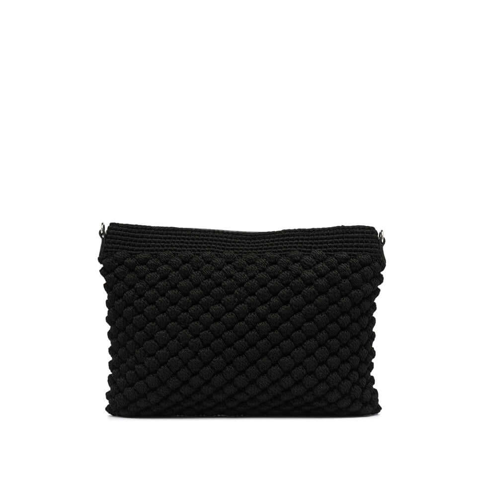 Pouch Bella by Gianni Chiarini Firenze, handmade bubble effect in black, with zip closure and adjustable strap.