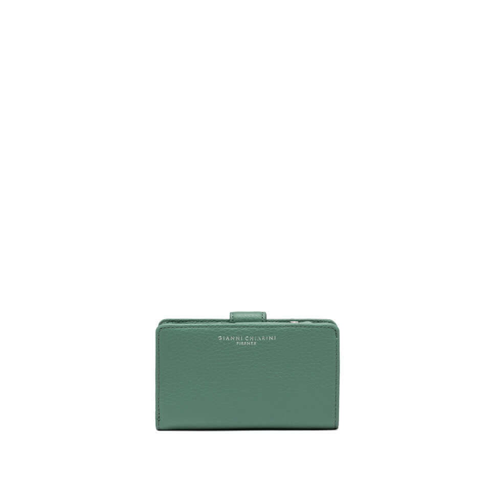 Gianni Chiarini Firenze wallet in soft textured leather, featuring a button closure and multiple card slots.