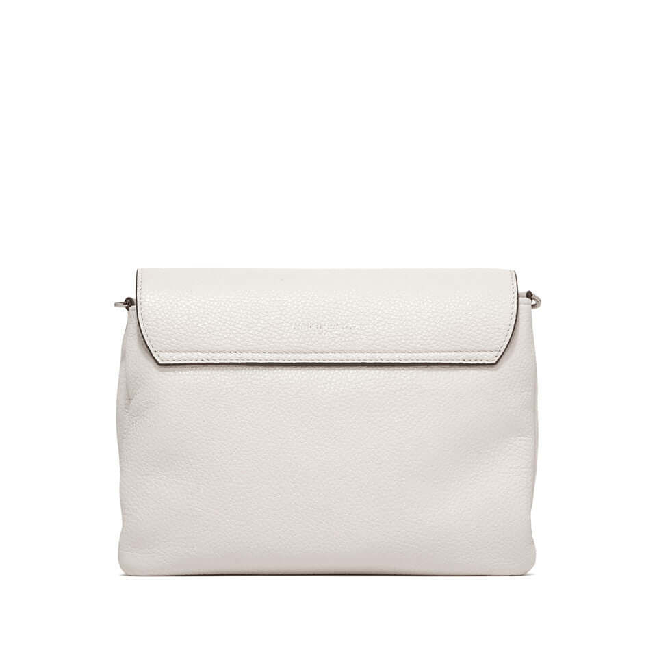 Elegant white leather bag with flap by Gianni Chiarini, perfect for casual or formal outfits.