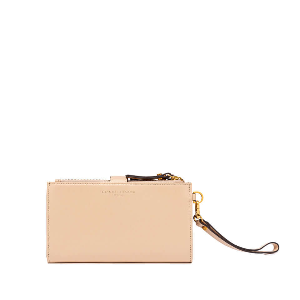 Gianni Chiarini Firenze calf wallet in soft leather with zip closure and removable wrist strap, 18.5x10x3 cm.