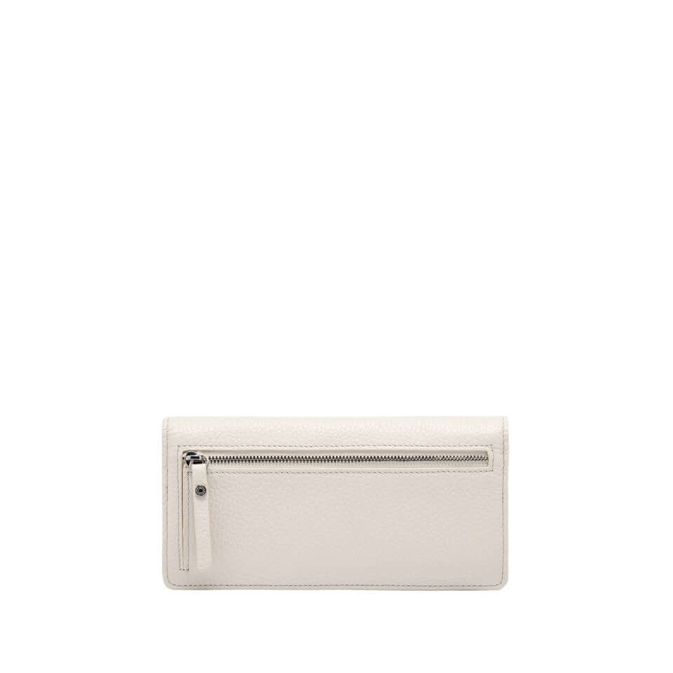 Gianni Chiarini Firenze elegant grain leather wallet in soft white with zippered pocket and stylish design.
