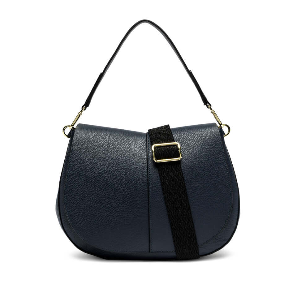 Borsa HELENA ROUND di Gianni Chiarini, pelle martellata, design contemporaneo, tracolla per doppia portabilità.