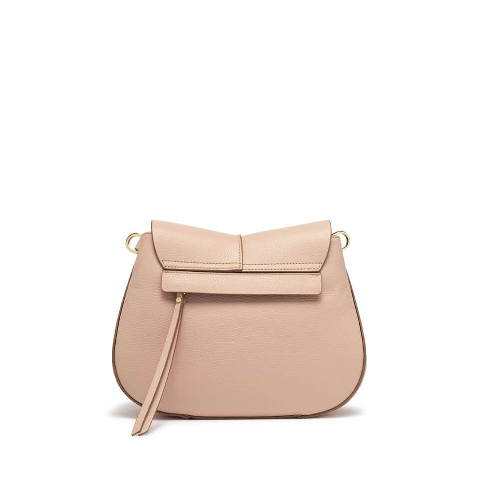 Borsa HELENA ROUND di Gianni Chiarini in pelle beige con tracolla, design contemporaneo e compartimenti interni.