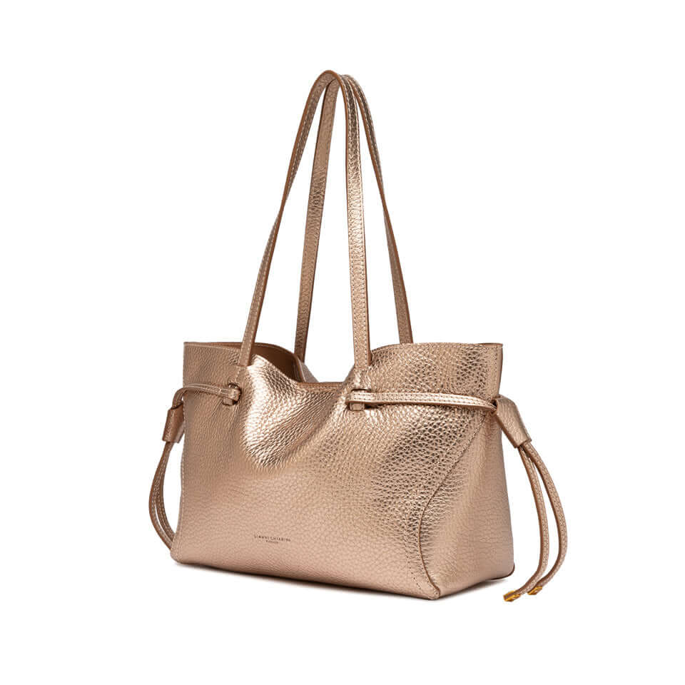 VIOLETTE borsa Gianni Chiarini in pelle double, colore oro, con cuciture a contrasto, design elegante e pratico.