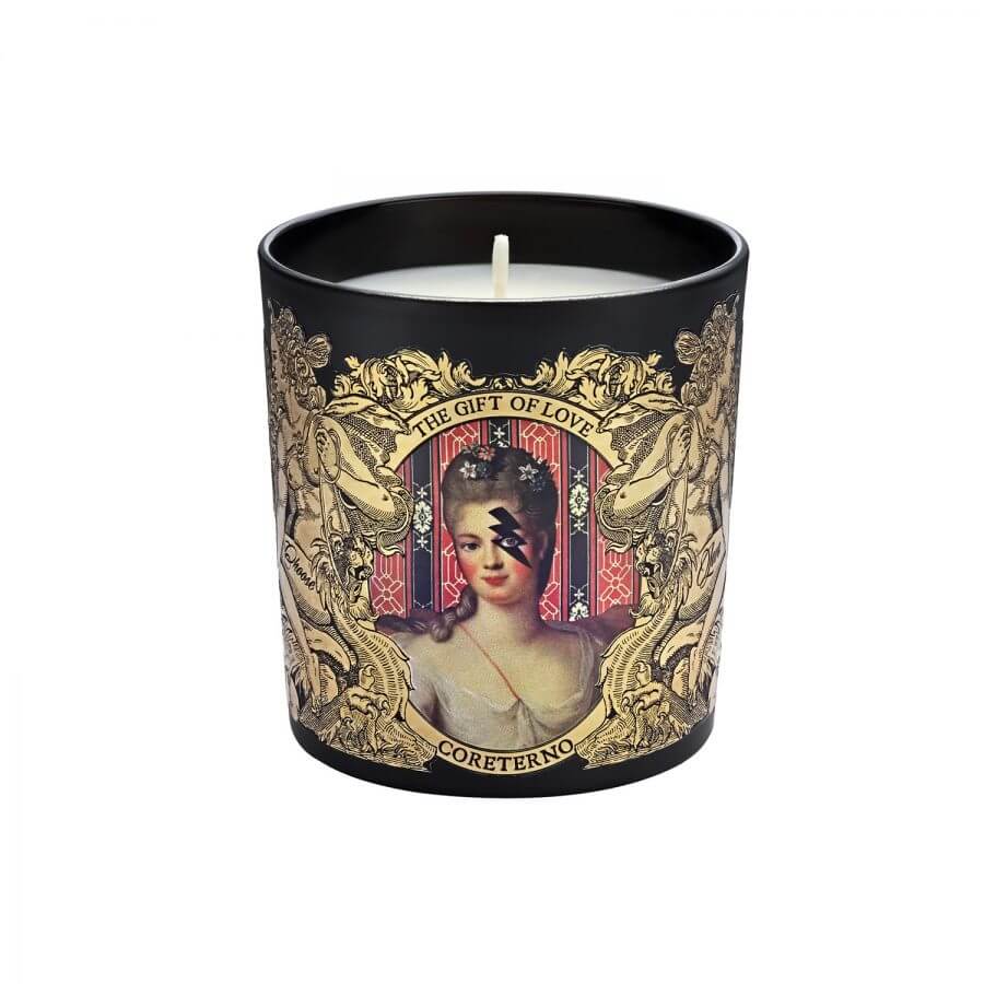 The Gift Of Love scented candle featuring elegant artwork and a romantic theme.