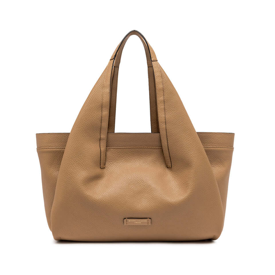 Giulia bag by Gianni Chiarini Firenze, a sophisticated tan leather tote with double carry options.