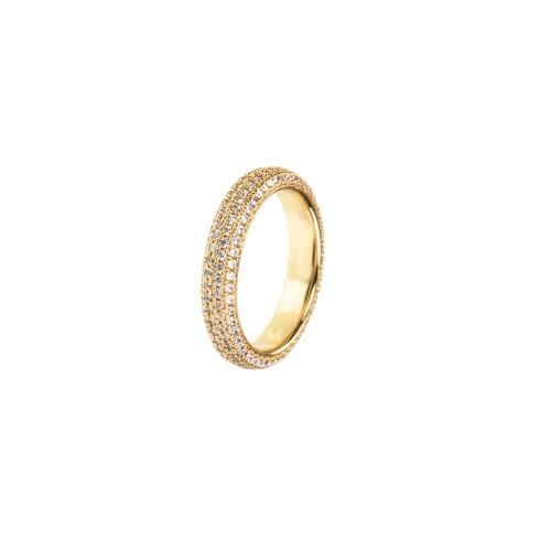 Anello in oro con strass, elegante e raffinato, perfetto per ogni occasione e in taglia unica regolabile.