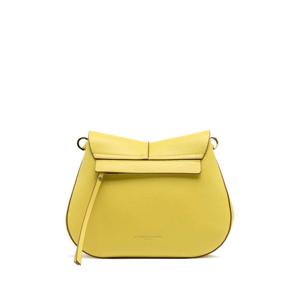 Gianni Chiarini Firenze Helena Round yellow leather bag with structured design and double carry strap.