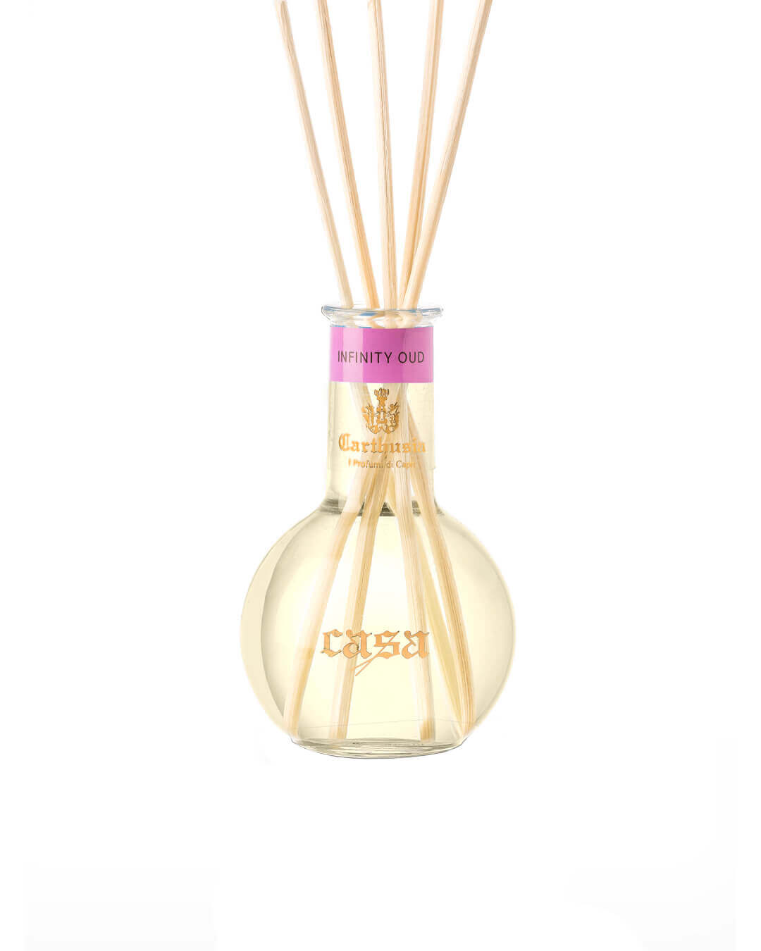 Infinity Oud diffuser by Carthusia, showcasing a blend of Mediterranean and Middle Eastern scents.