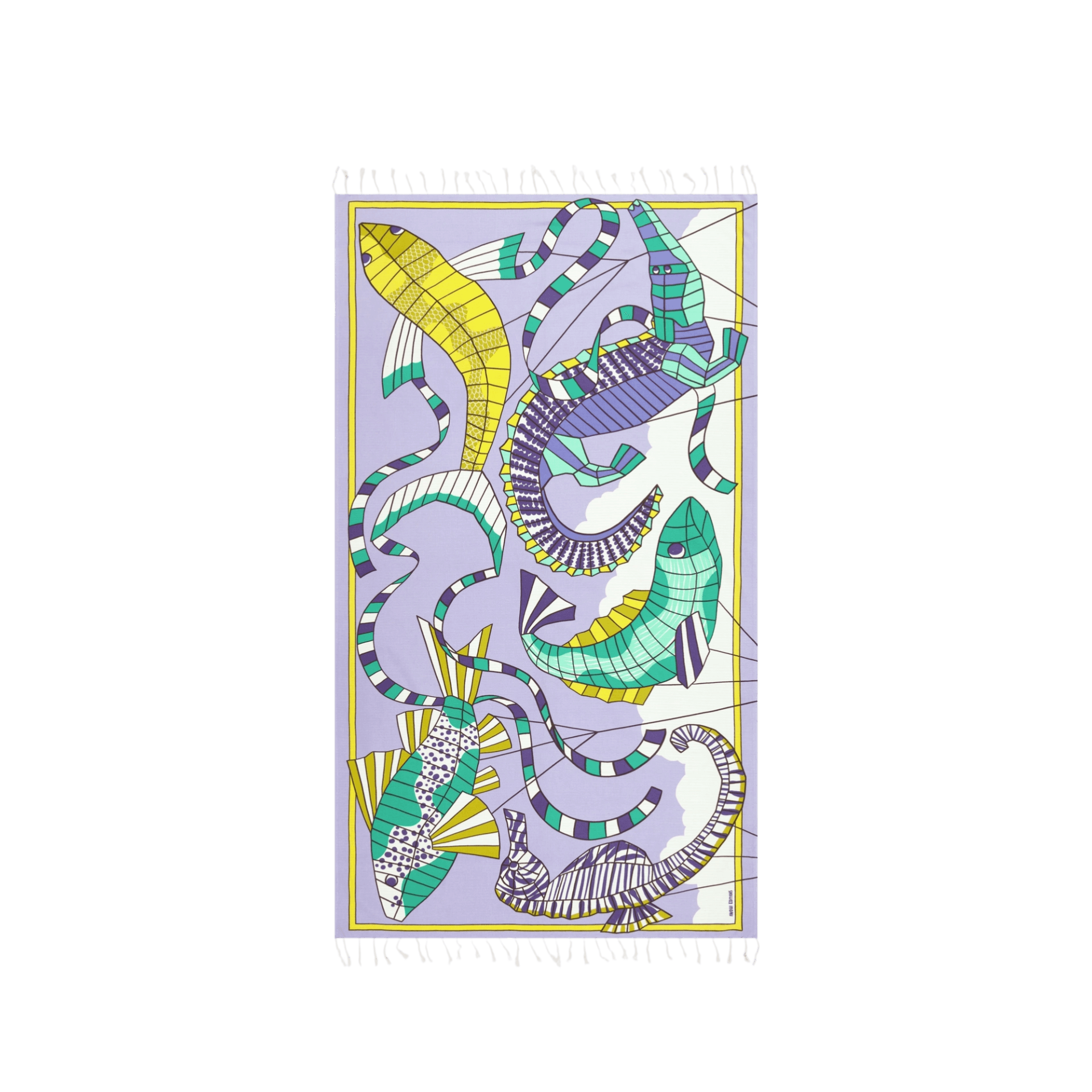 Asciugamano da spiaggia con design colorato di pesci e serpenti, ideale per l'estate e uso in spiaggia.