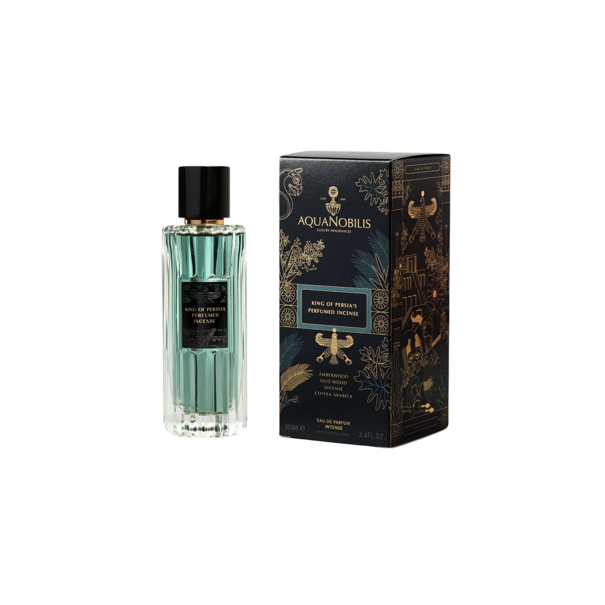 King of Persia’s Perfumed Incense bottle with elegant packaging by Aquanobilis.