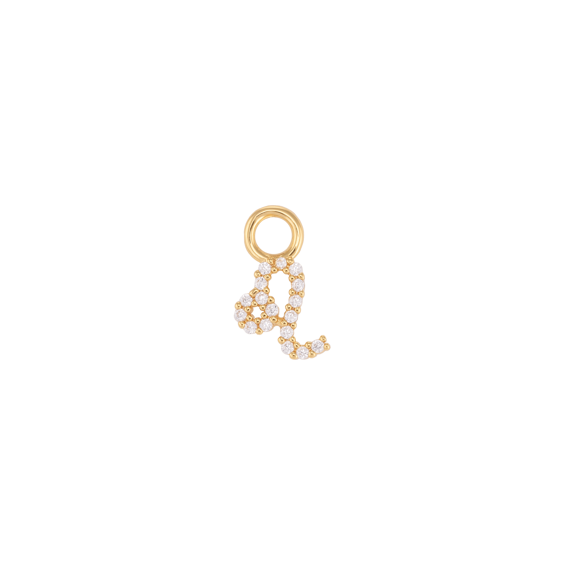 Leone zodiac charm in high-quality brass with 18k gold plating, adorned with sparkling stones.