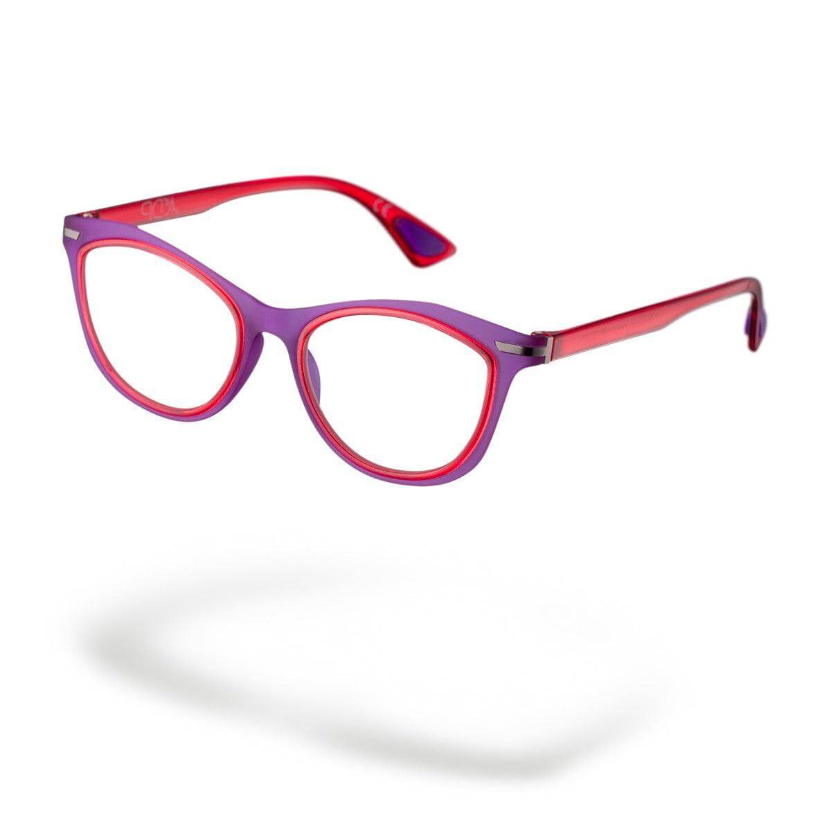 LOLLO C4 occhiali leggeri ed ergonomici con design a contrasto in viola e rosso della collezione Frame.