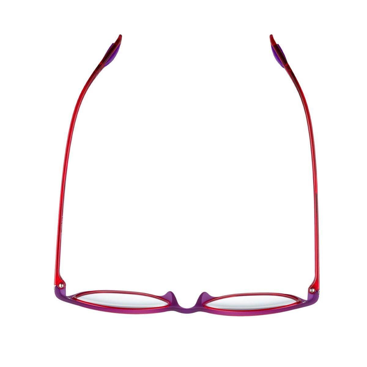LOLLO C4 eyeglasses with a lightweight ergonomic design and vibrant red and purple contrast colors.