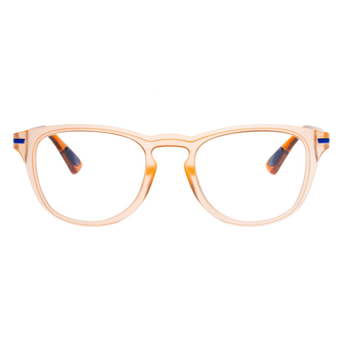 MAX C11 occhiali da sole rotondi da uomo con frontale rosa e aste arancioni, collezione Frame Alessandro Del Piero.