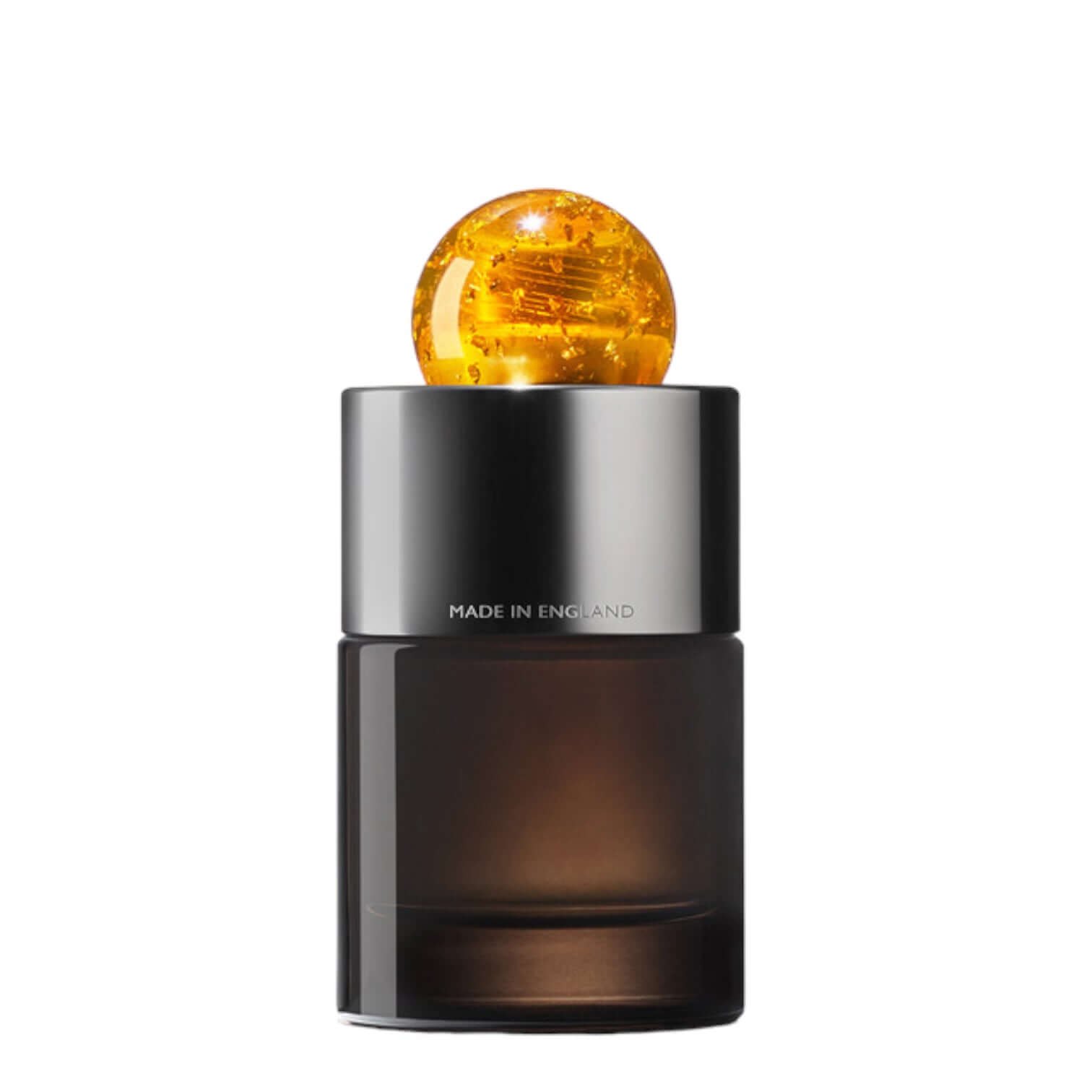 Mesmerising Oudh Accord & Gold Eau De Parfum bottle with amber sphere cap, 100 ml, luxurious and unique design.