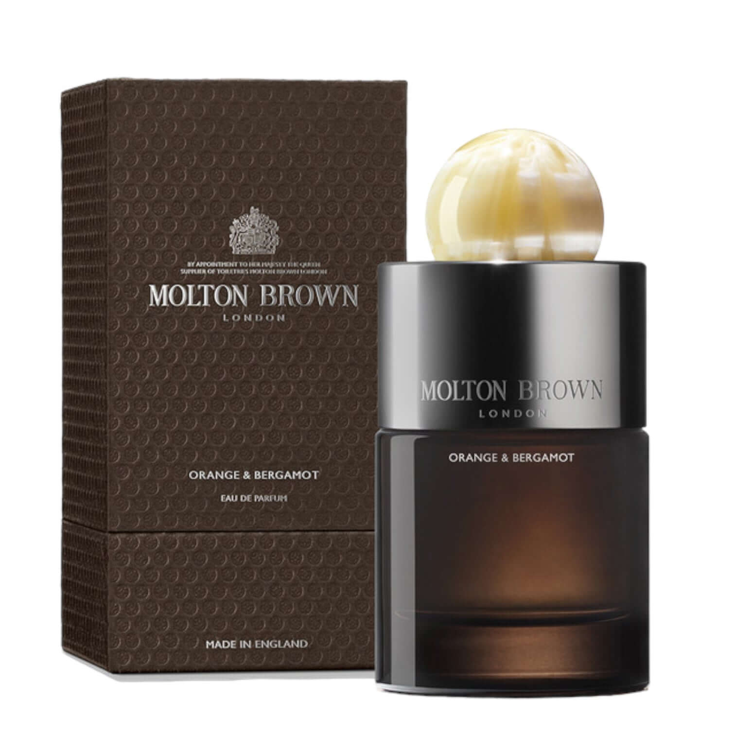 Molton Brown Orange & Bergamot Eau De Parfum 100ml in elegant bottle with unique resin cap and box.