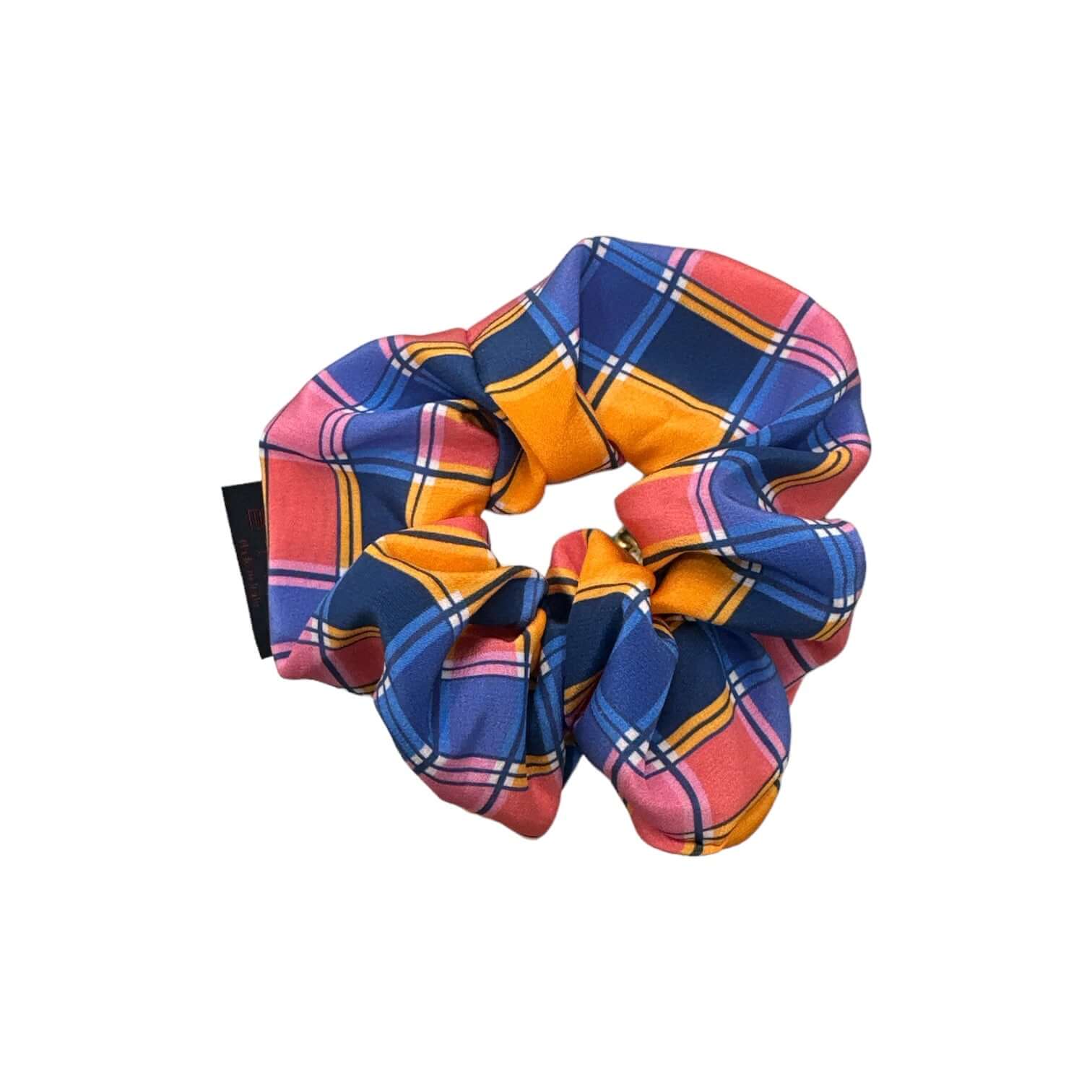 Nastro elastico in seta a scacchi colorati, ideale per capelli e look eleganti senza danneggiarli.