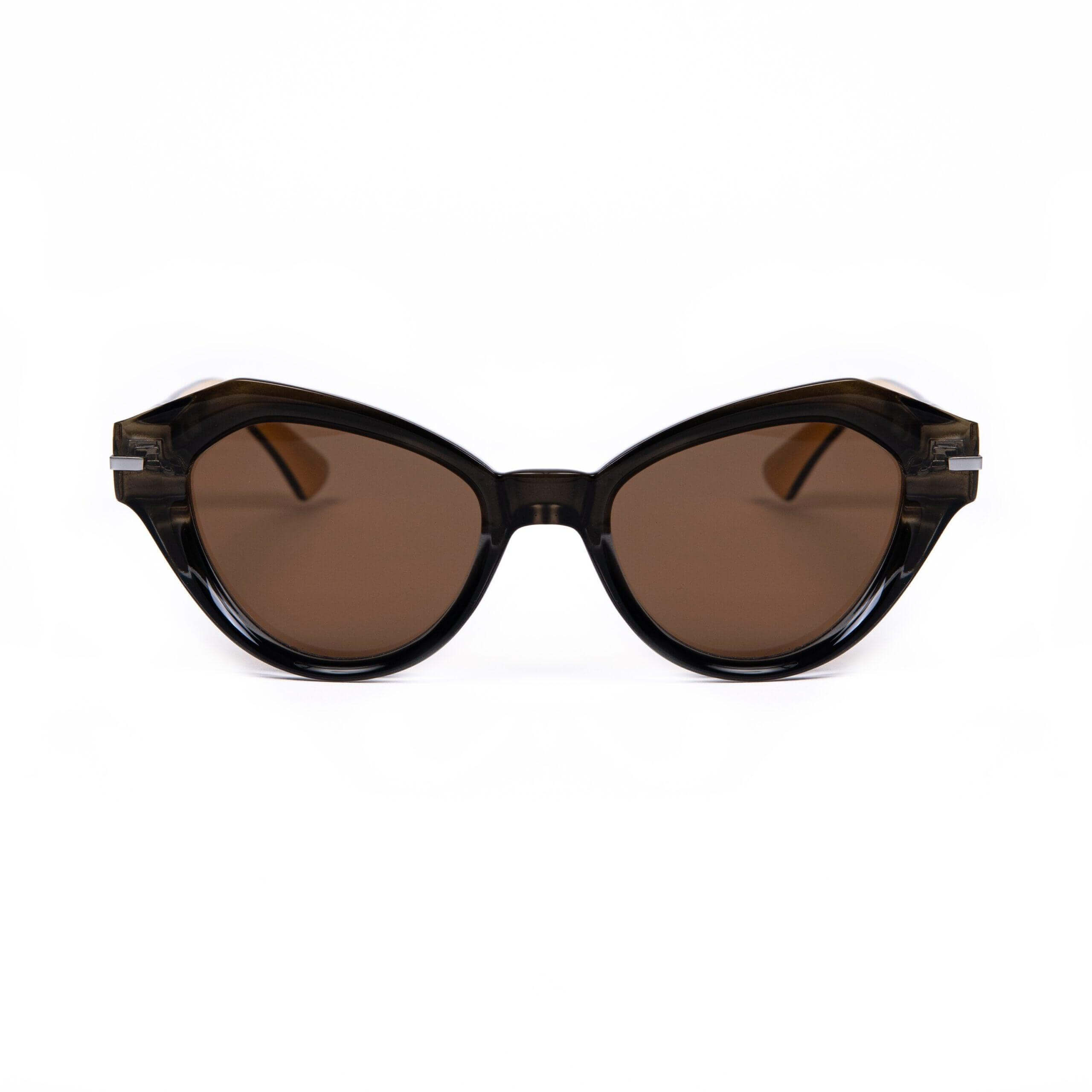 Occhiali BAL HARBOUR C31 in grigio trasparente con lenti marroni, eleganza e design moderno.