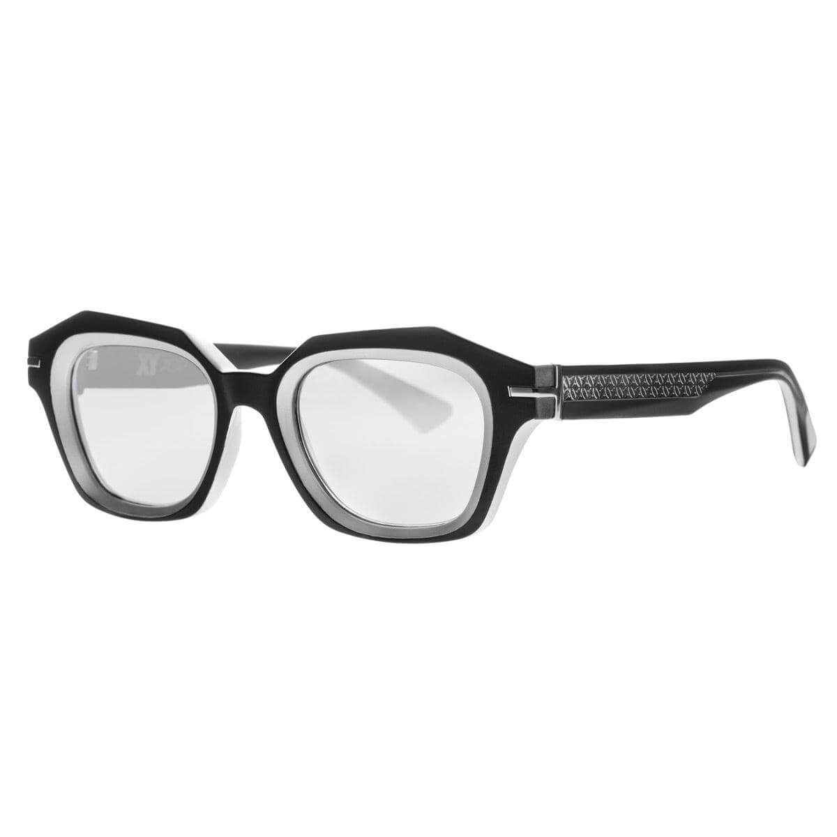 OCONUT GROVE C46 eyewear featuring bold design with black and silver front and black temples.