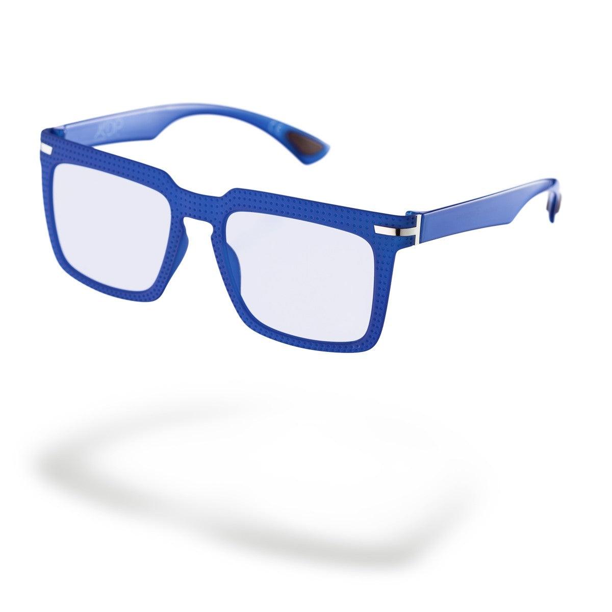 CAVA C5 occhiali blu con texture geometrica e effetto tridimensionale per un design innovativo.