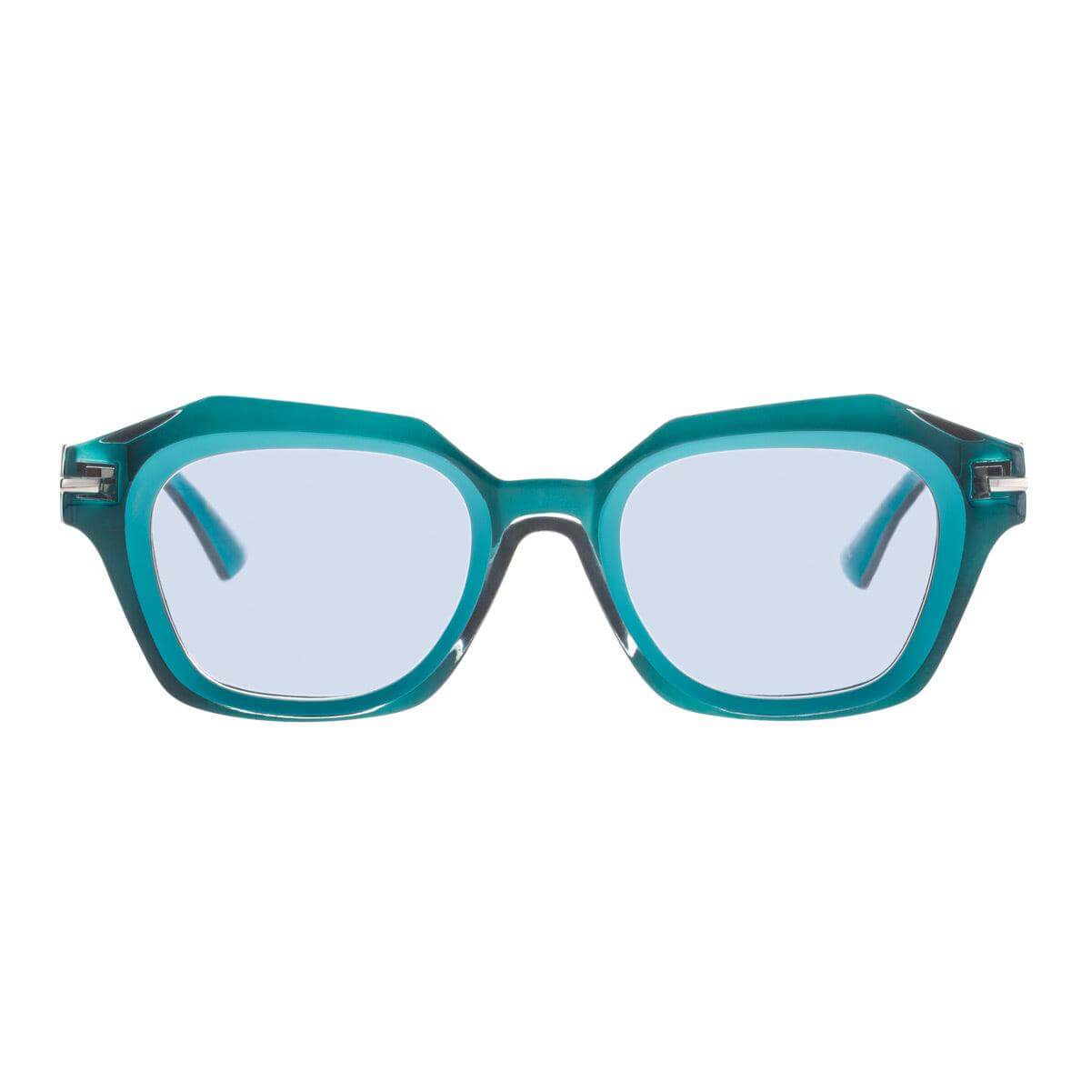 COCONUT GROVE C49 occhiali da sole grigio e turchese con cerchio turchese, stile moderno e originale.