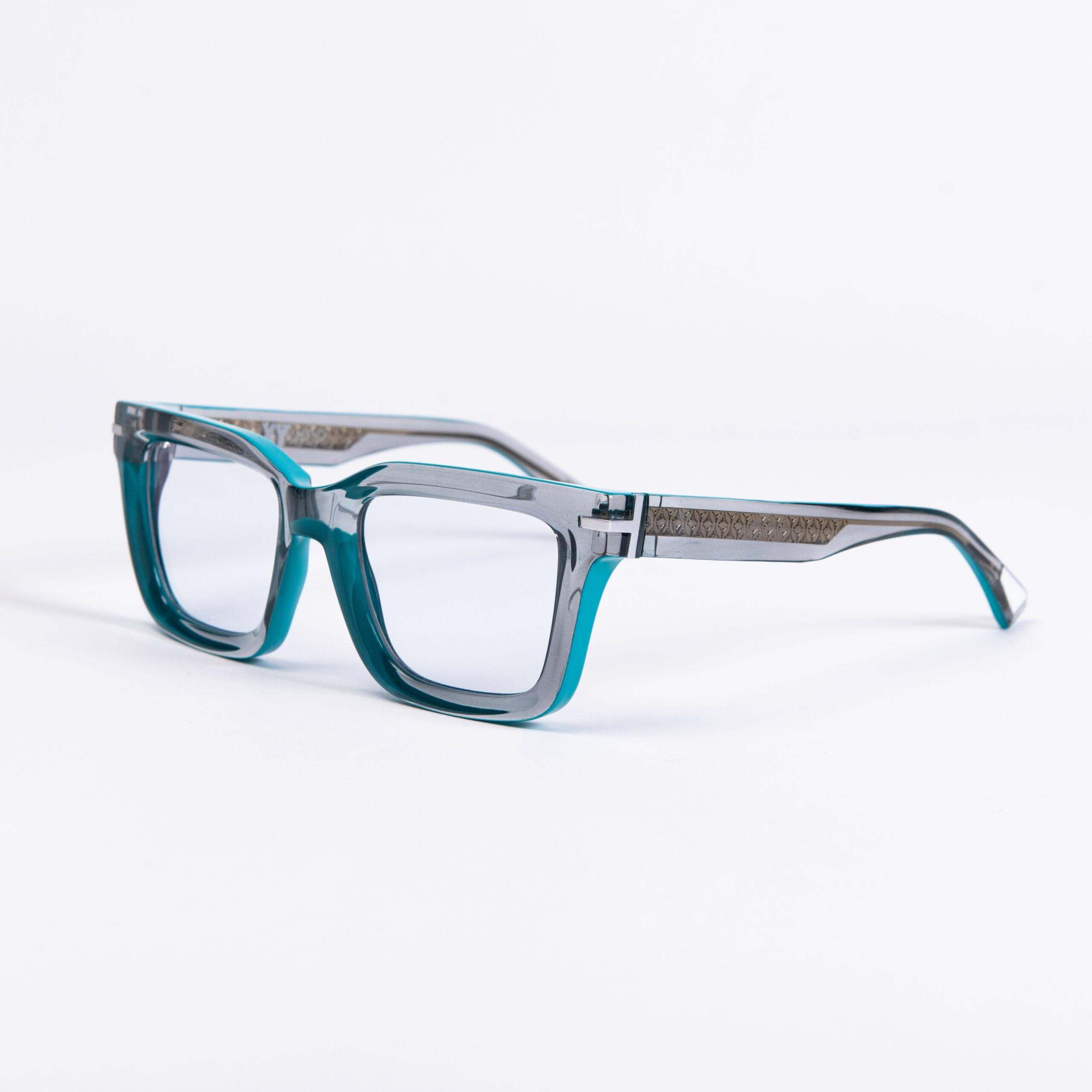 CORAL GABLE C19 occhiali con montatura grigia trasparente e aste in metallo della collezione XY by AirDP.