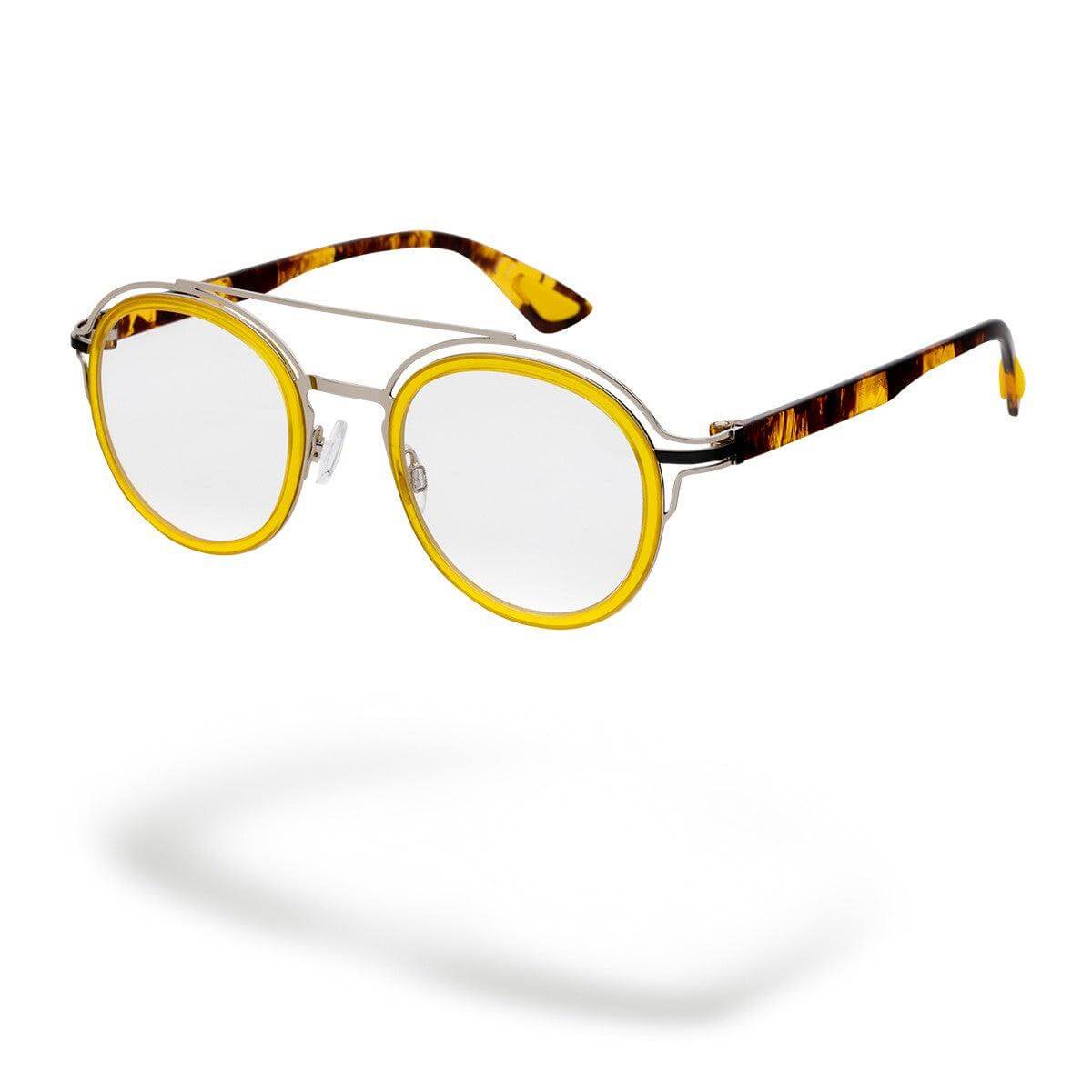 SANTORINI C2 occhiali unisex con frontale giallo e aste maculate, design sofisticato e lenti fotocromatiche.