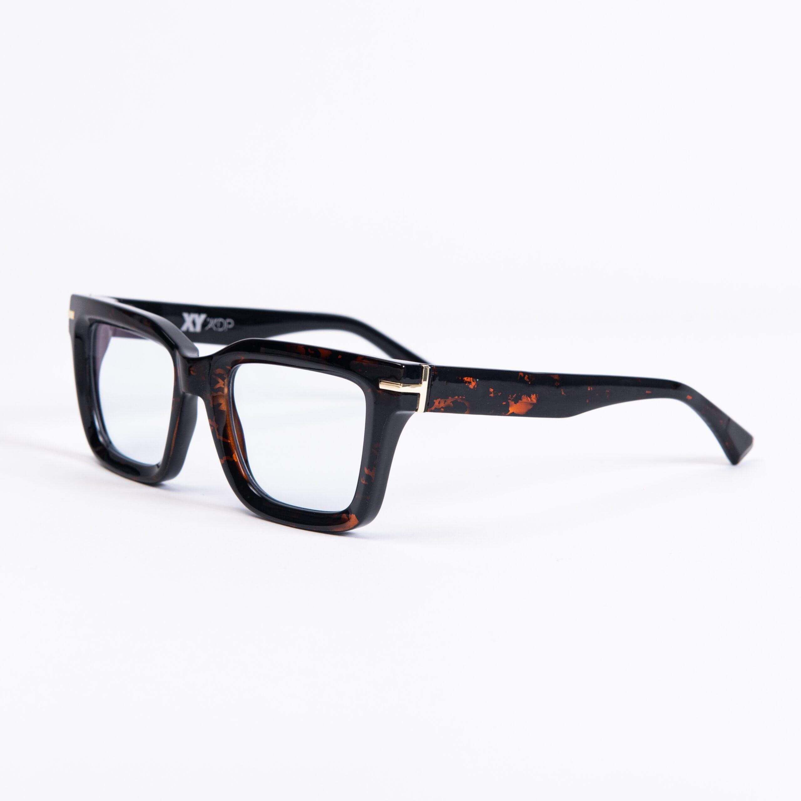 CORAL GABLE C18 occhiali in acetato nero trasparente con dettagli arancioni collezione XY by AirDP