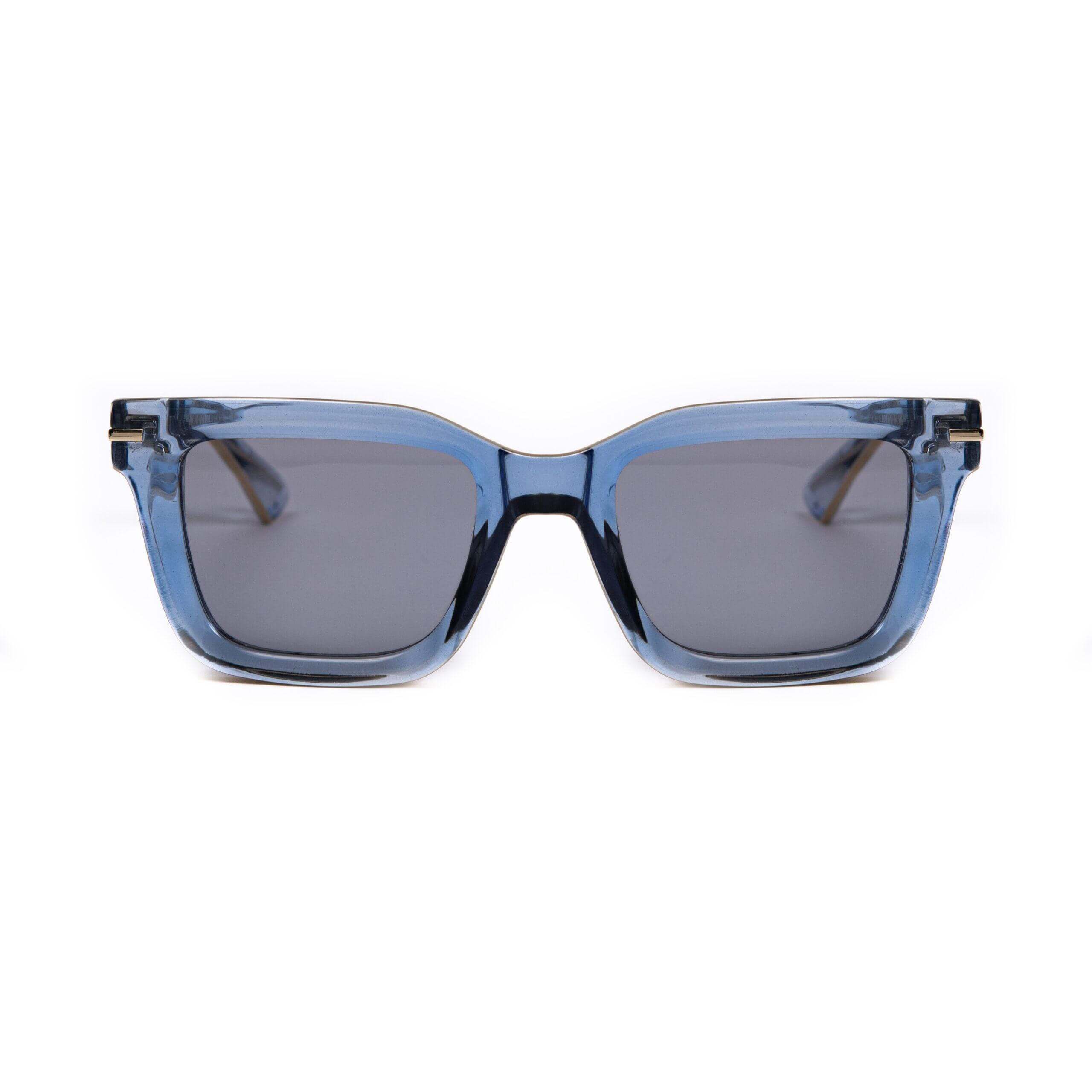 CORAL GABLE C21 sunglasses in transparent blue with metallic accents and bold design by AirDP.