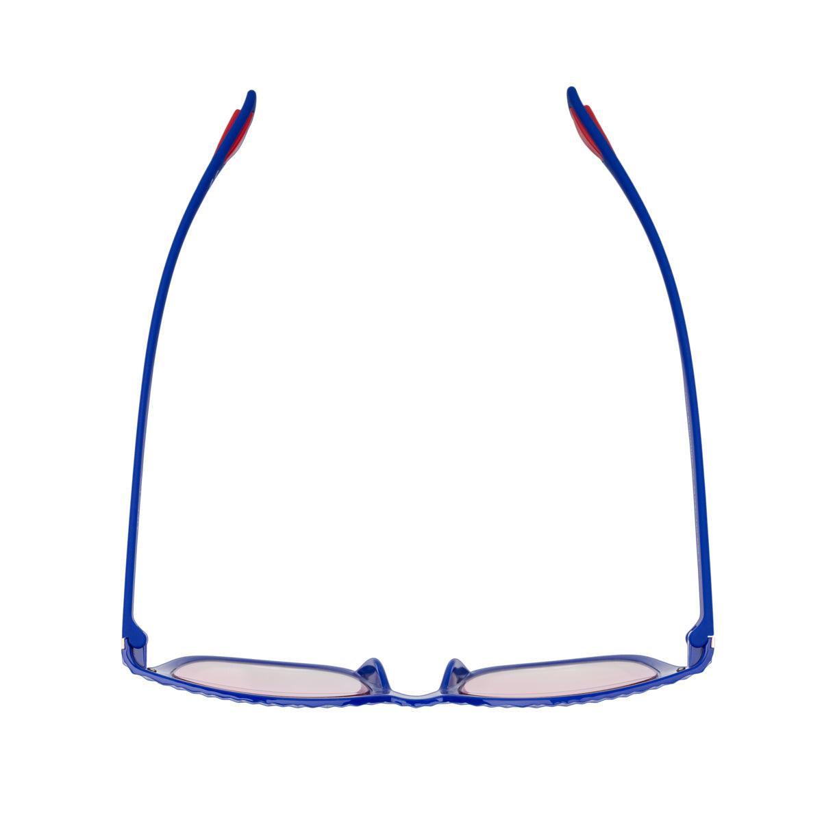 Retro view of MARIANNA C2 sunglasses with a blue frame and pink gradient lenses by Alessandro Del Piero.