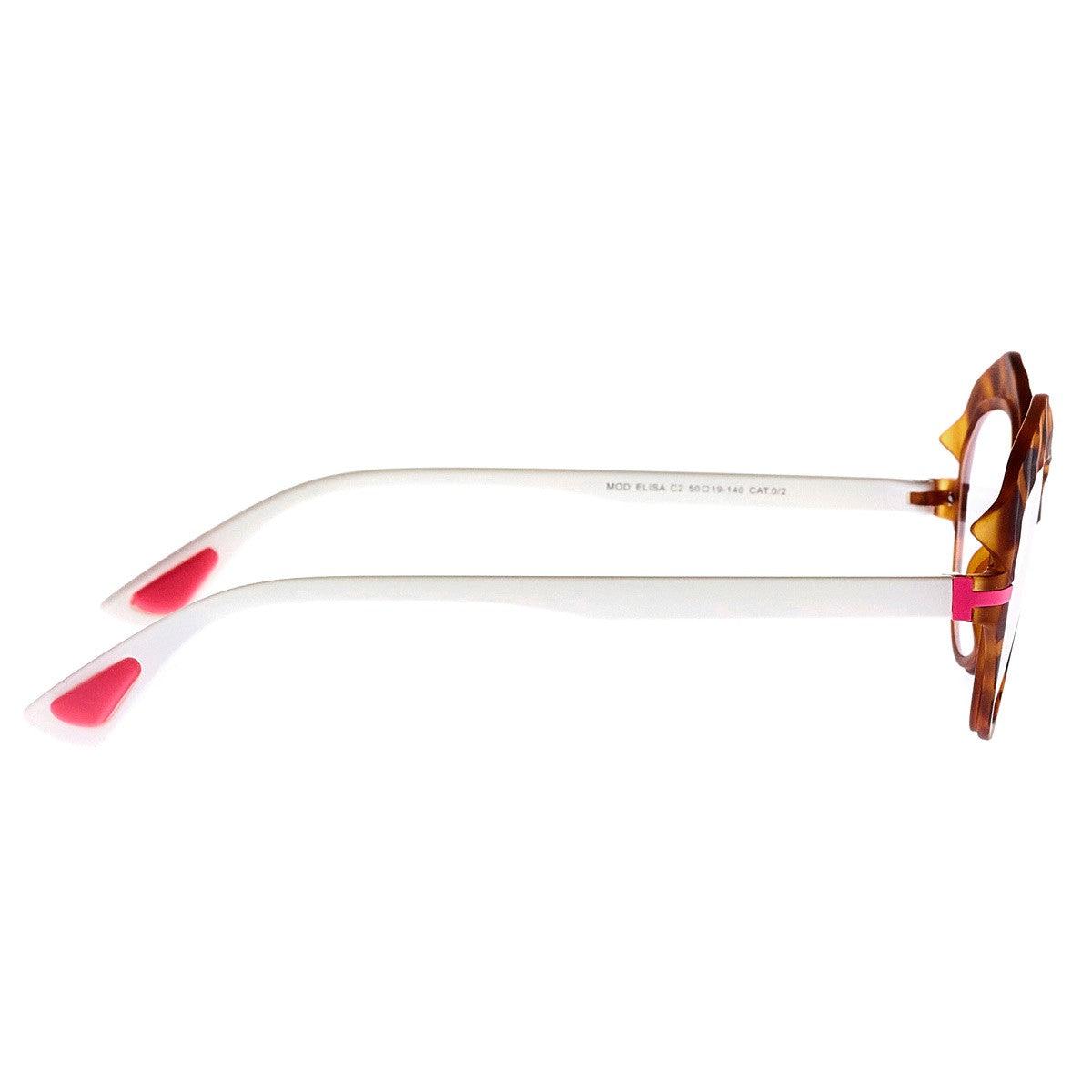ELISA C2 occhiali con montatura in colori pastello e sgargianti, collezione Txf, dettagli luminosi e stilosi.