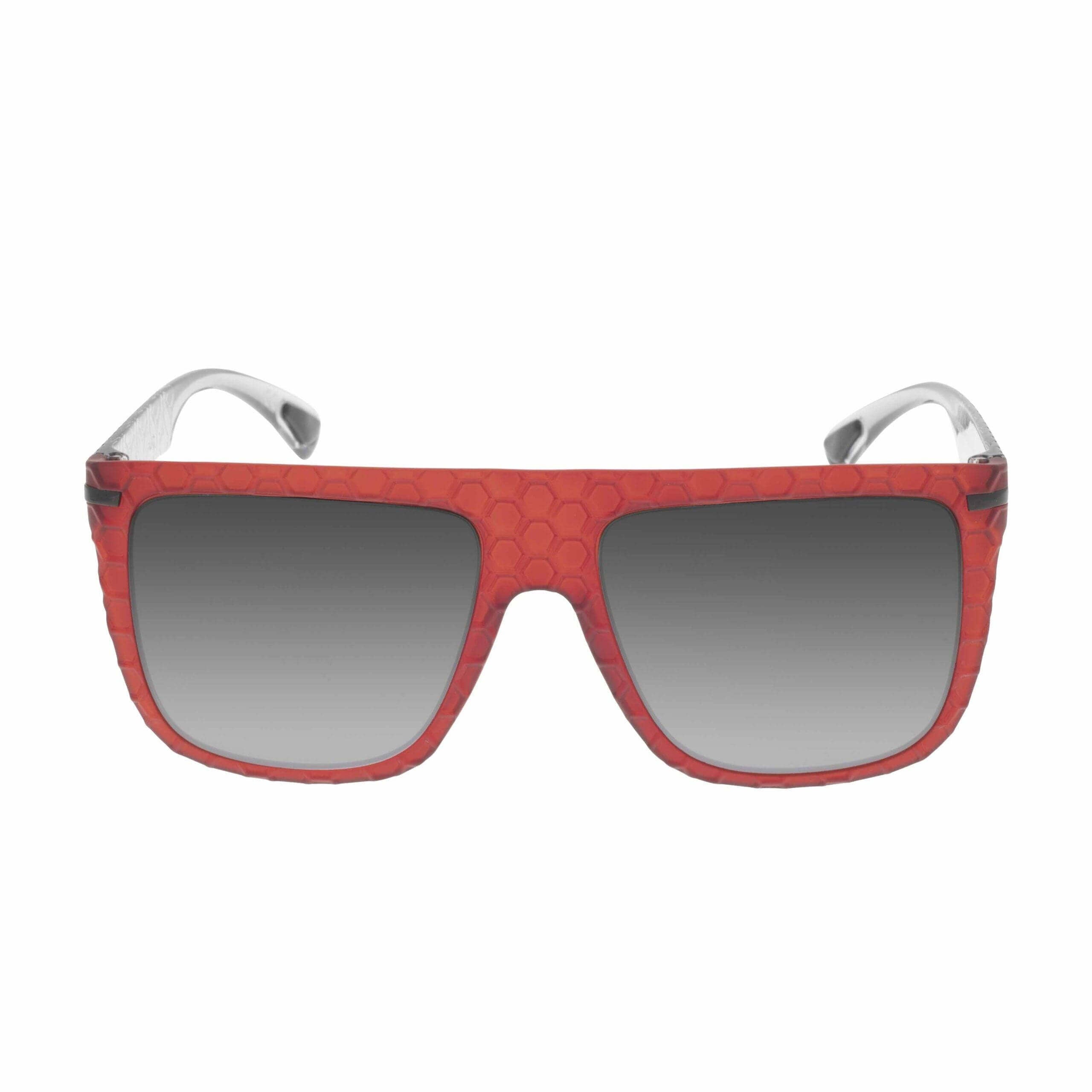 KEVIN C5 BIS sunglasses with geometric texture in red and silver, stylish design for a striking look.