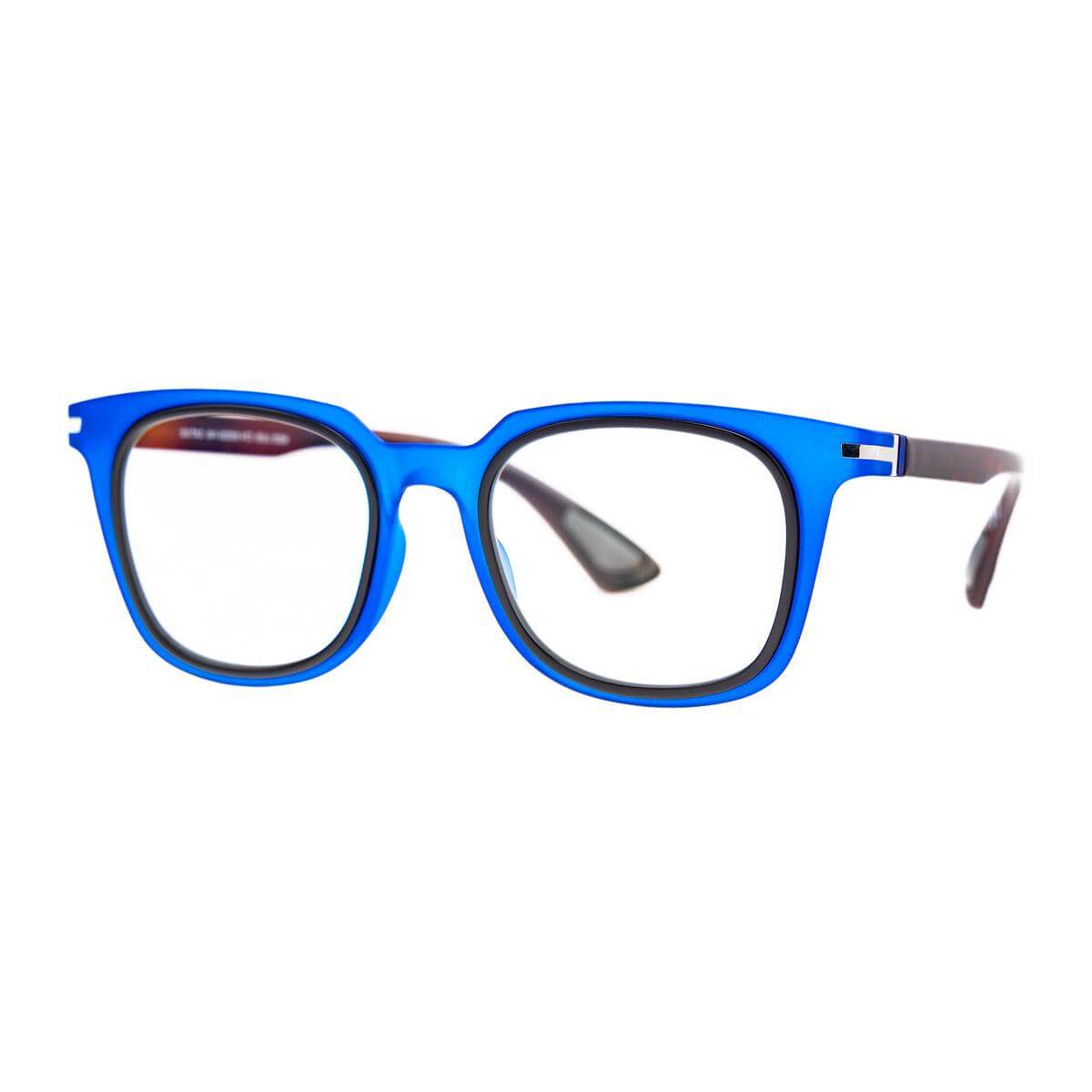 Occhiali da sole LUIS C74 con frontale blu elettrico e dettagli havana, occhiali uomo stile distintivo.