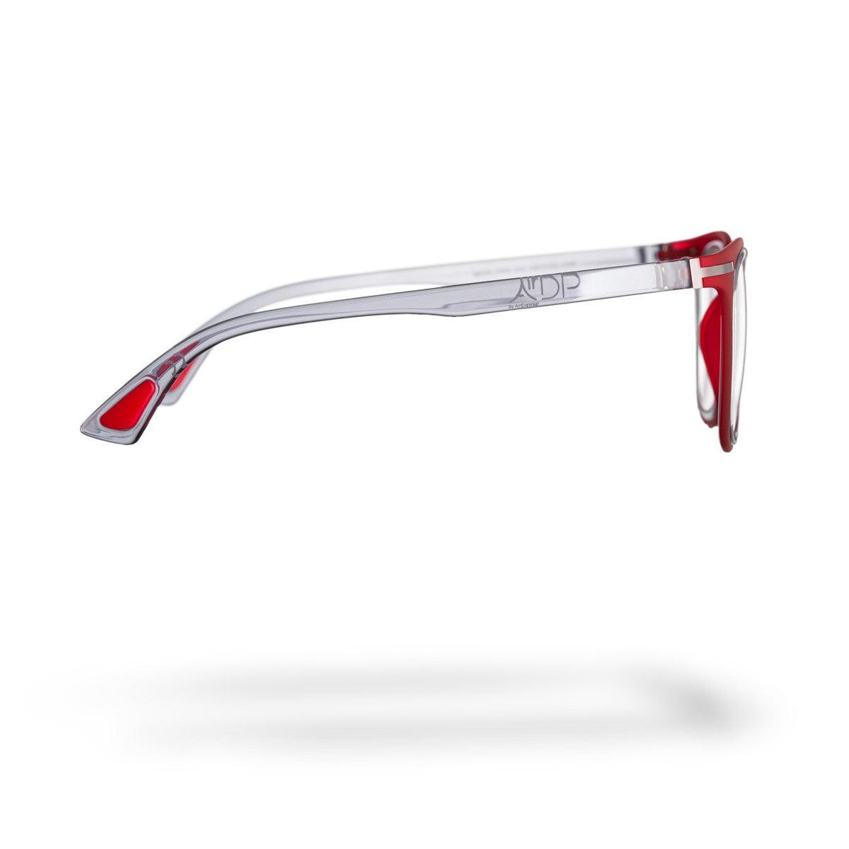 NICKY C4 occhiali da uomo con design raffinato, frontale rosso e interno grigio, lenti fotocromatiche.