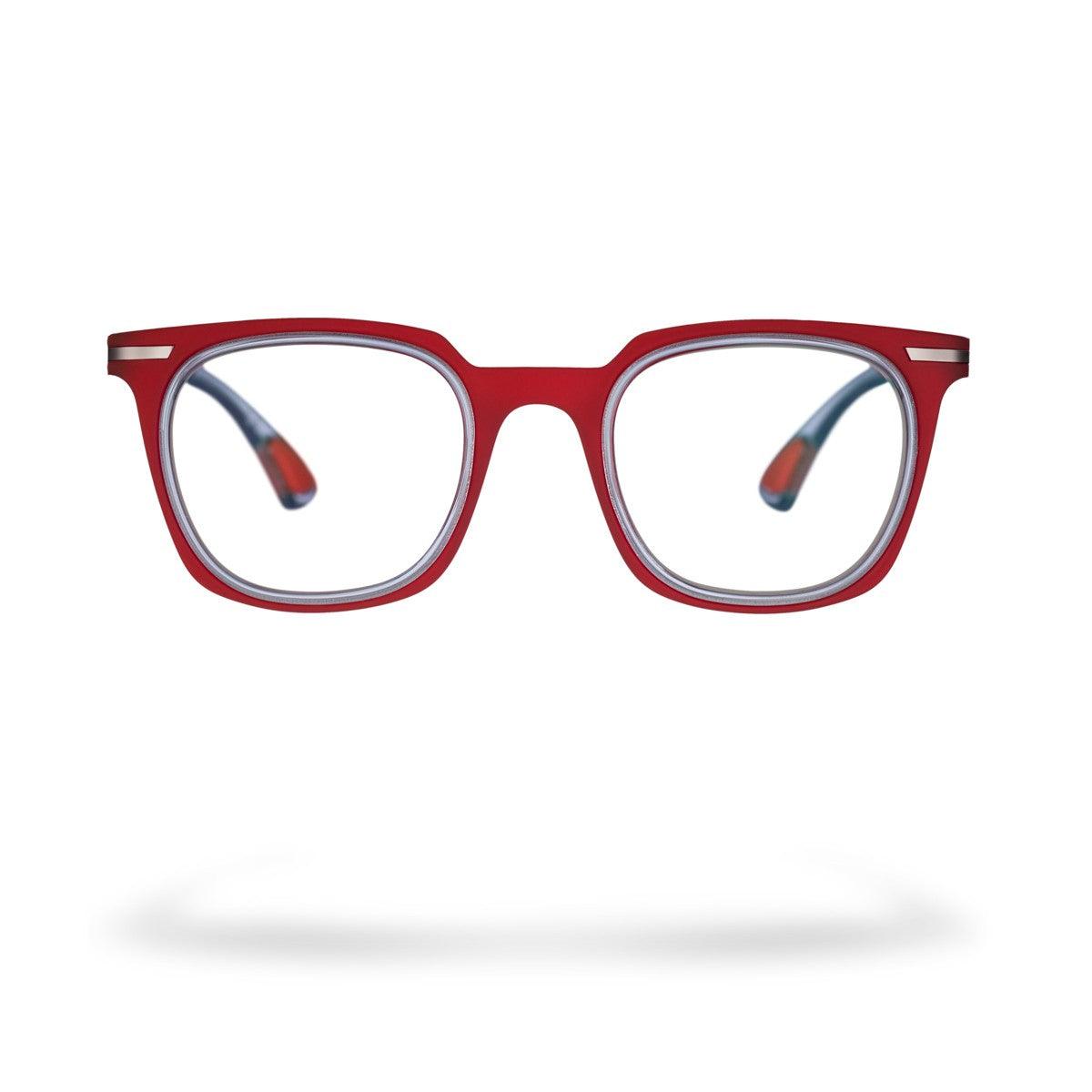 NICKY C4 occhiali da uomo con design raffinato e frontale rosso, lenti grigie fotocromatiche.