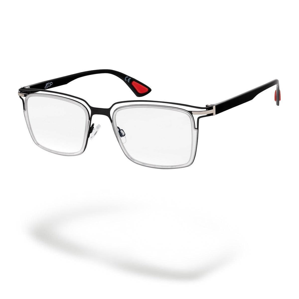 PALAWAN C2 occhiali maschili con montatura totale black e dettagli rossi di AirDP Style