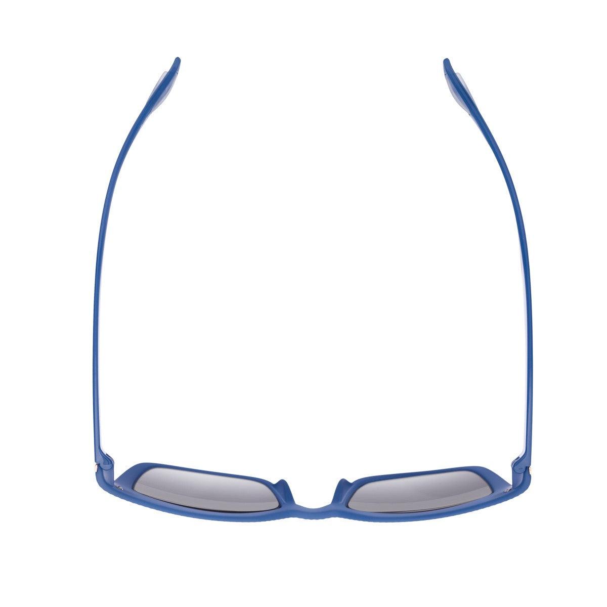 SILVIA C2 sunglasses showcasing a refined blue soft touch frame with glossy blue temples and gradient grey lenses.