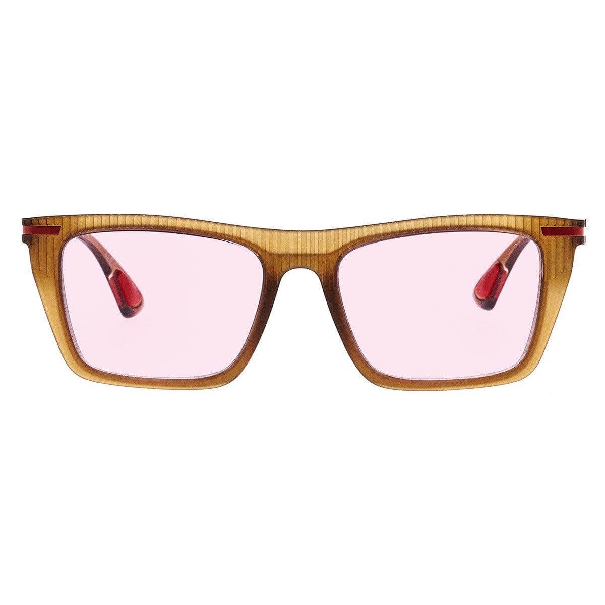 UMBY C5 occhiali da uomo con design elegante in marrone e rosa, perfetti per uno stile distintivo.