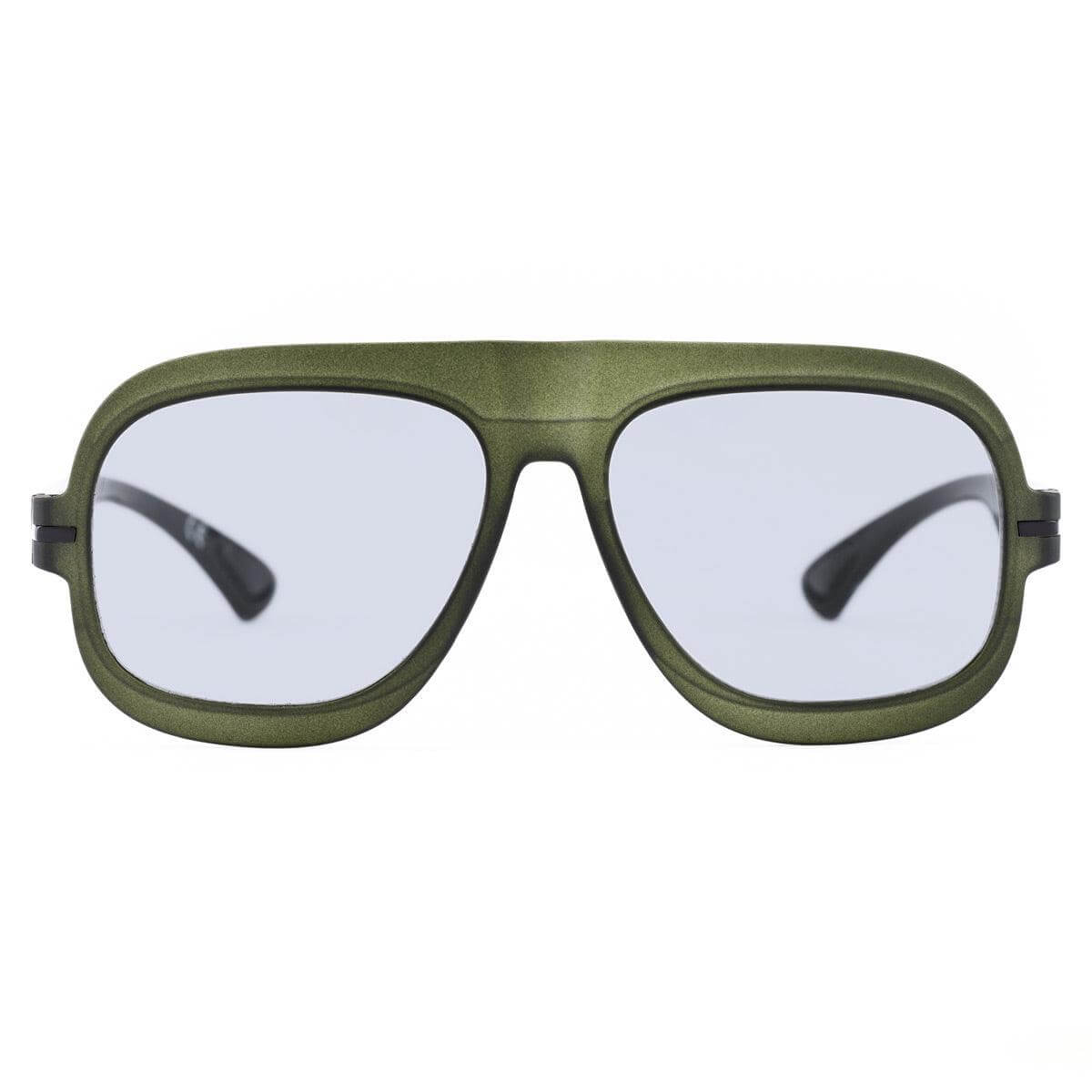 MARCELLO C78 occhiale da sole uomini, forma a goccia, frontale verde Soft Touch Crystal, design anni ’80.