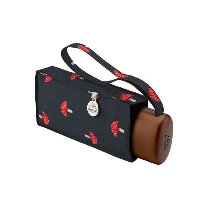 Compact Ombrello umbrella with mushroom design, lightweight aluminum frame, perfect for hand-held carry.