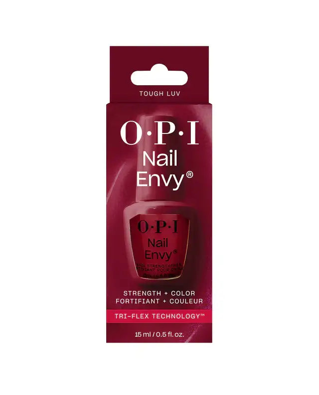 OPI Nail Envy Tough Luv nail polish packaging, 15 ml, promoting strong and vibrant nails with Tri-Flex Technology.