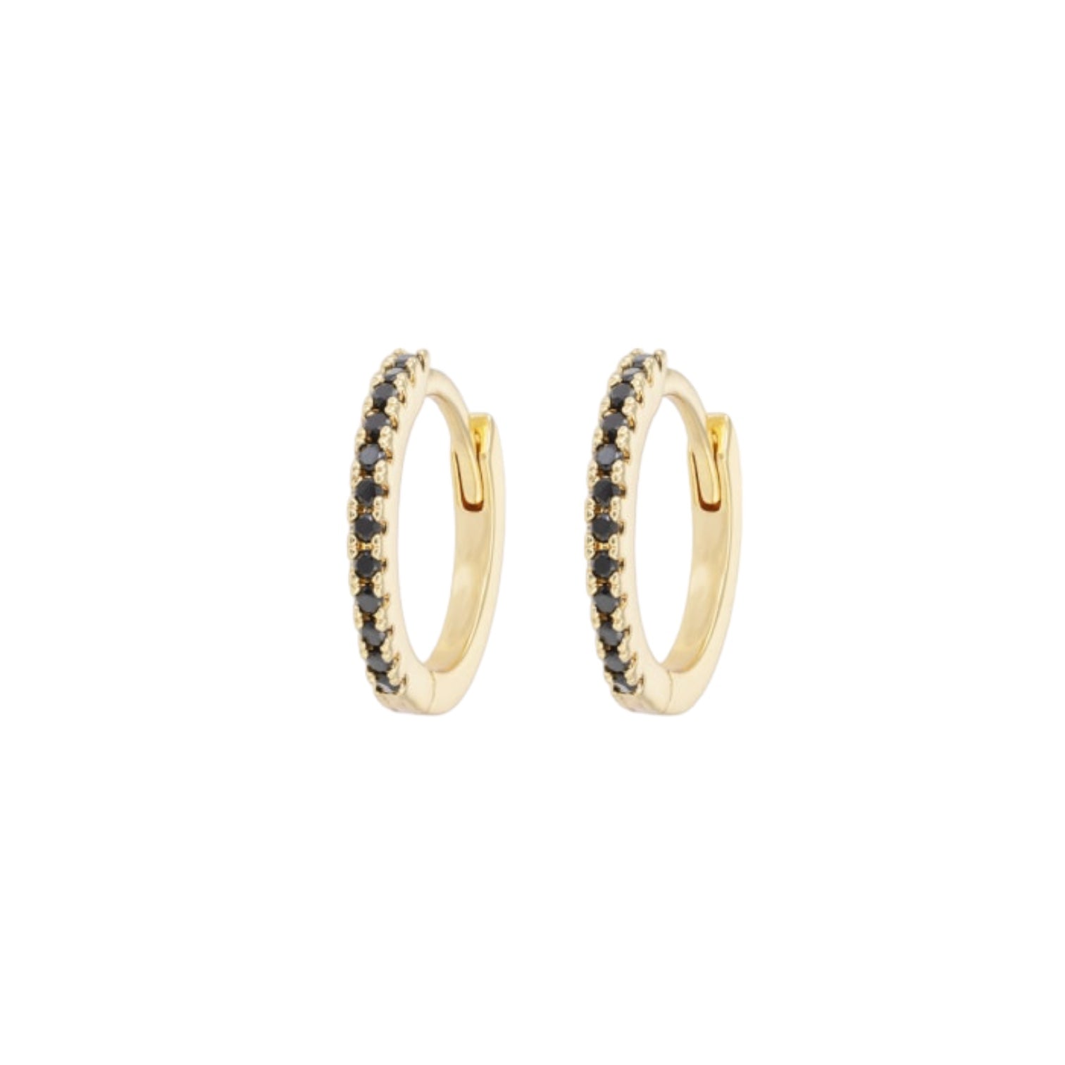 Orecchini cerchi medi blu in ottone placcato oro 18 carati, eleganti e sofisticati per ogni occasione.